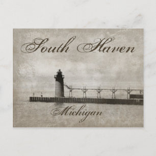 Tarjeta postal del faro del viejo South Haven Mich