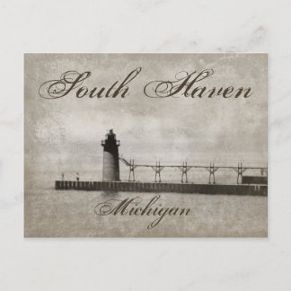Tarjeta postal del faro del viejo South Haven Mich