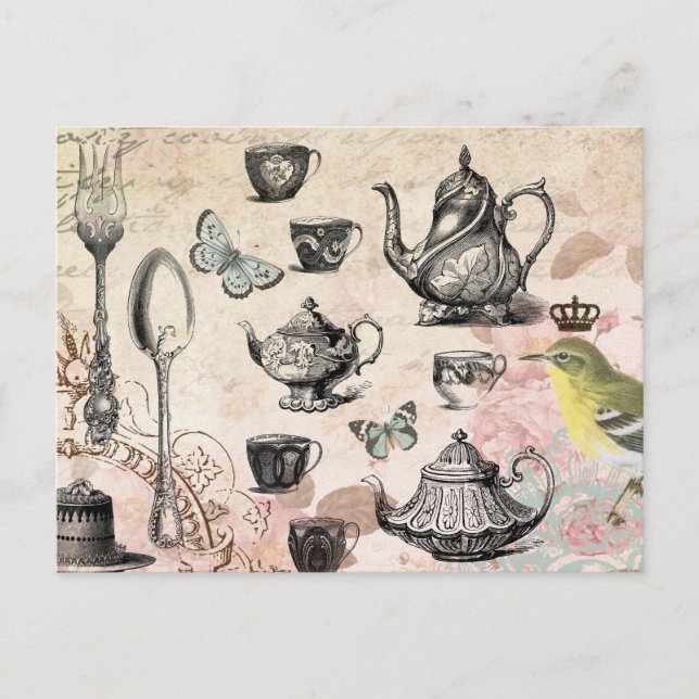 Tarjeta postal del Fiesta del té del jardín francé (Anverso)