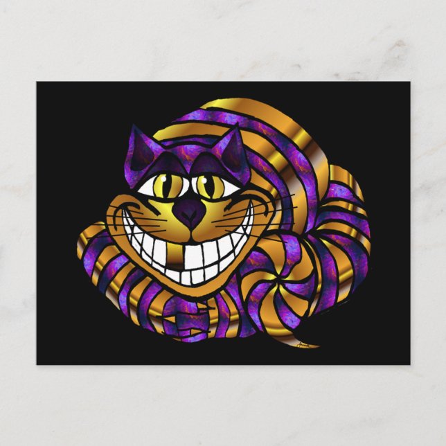 Tarjeta postal del gato de Cheshire dorado (Anverso)