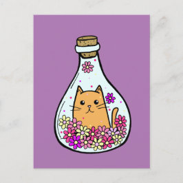 Tarjeta Postal del Gato de la Botella Mágica