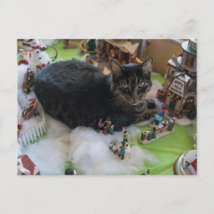 tarjeta postal del gato de los navidades de mesa