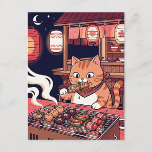 Tarjeta postal del gato del curry japonés