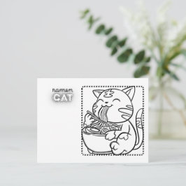 Tarjeta postal del gato Ramen * Página para colore