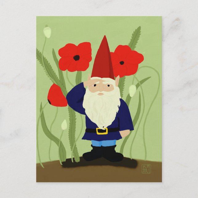 Tarjeta postal del gnomo del jardín de la remembra (Anverso)