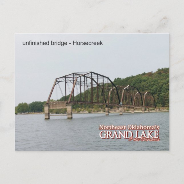 Tarjeta postal del Gran Lago Oklahoma puente inaca (Anverso)