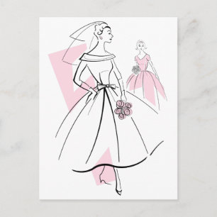 Tarjeta postal del grupo de moda Bride Pink