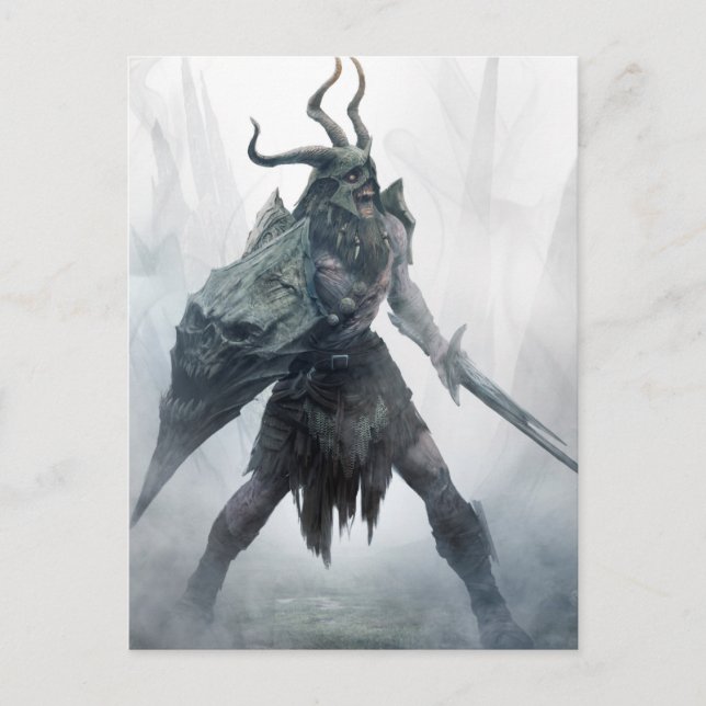 Tarjeta postal del guerrero draugr no muerto (Anverso)