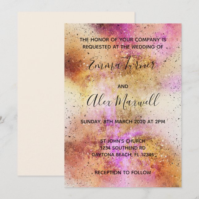 Tarjeta postal del guión de la invitación a la bod (Anverso / Reverso)