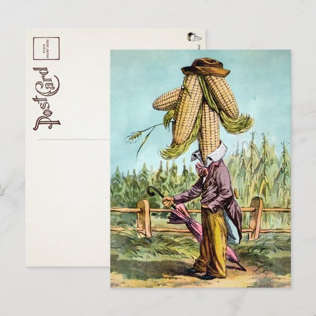Tarjeta postal del hombre de maíz victoriano (Anverso / Reverso)