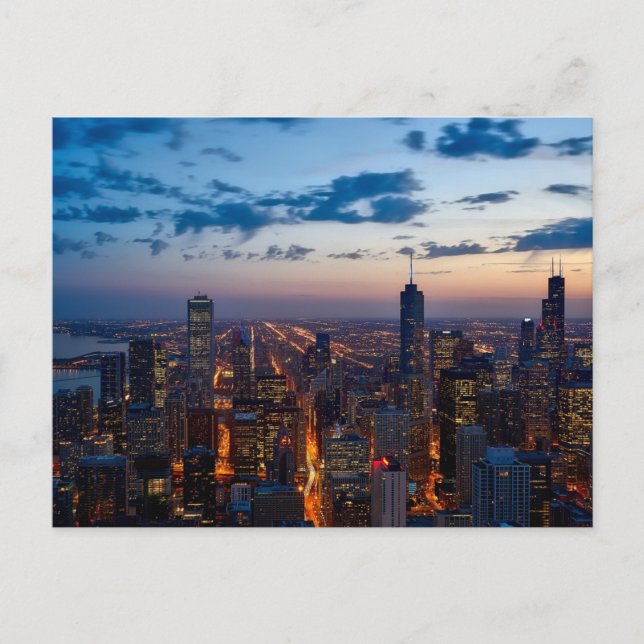 Tarjeta postal del horizonte de Chicago, Illinois (Anverso)