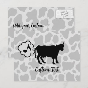 Tarjeta postal del icono del metano de vaca