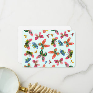 Tarjeta postal del jardín de mariposas coloridas