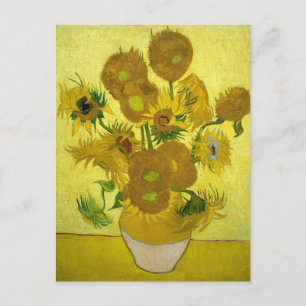 Tarjeta postal del jarrón con 15 girasoles de Van