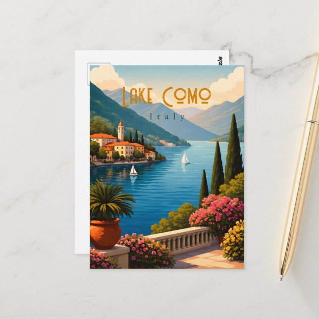 Tarjeta postal del lago de Como Italia (Anverso/Reverso In Situ)