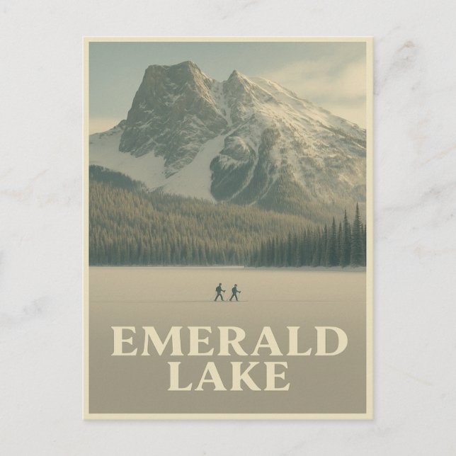 Tarjeta postal del lago Esmeralda – Invierno Rocos (Anverso)
