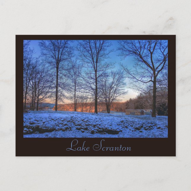 Tarjeta postal del lago Scranton PA en invierno (Anverso)