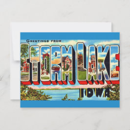 Tarjeta postal del lago Storm Iowa Retro