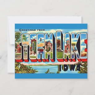 Tarjeta postal del lago Storm Iowa Retro