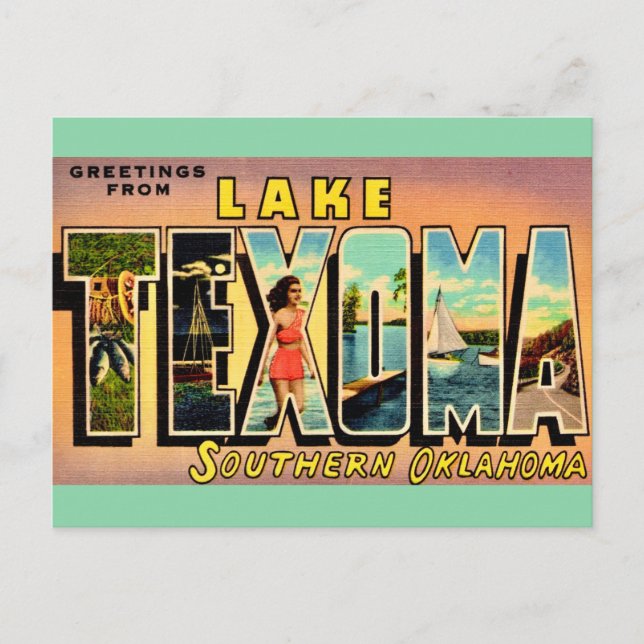 Tarjeta postal del lago Texoma Oklahoma (Anverso)