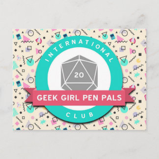 Tarjeta postal del logotipo de Geek Girl Pen Pals