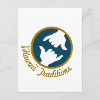 Tarjeta postal del logotipo de Tradiciones de Hawá