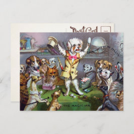 Tarjeta postal del mago canino victoriano