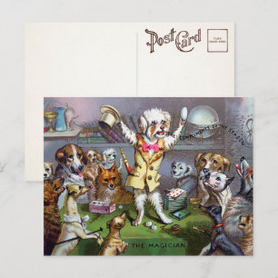 Tarjeta postal del mago canino victoriano