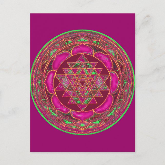 Tarjeta postal del Mandala Sri Lakshmi Yantra (Anverso)