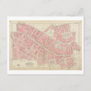 Tarjeta postal del mapa antiguo de 1895 del centro