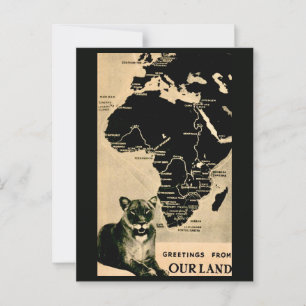 Tarjeta postal del mapa antiguo de África