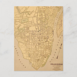 Tarjeta postal del mapa antiguo de Cherleston SC