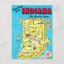 Tarjeta postal del mapa colorido de Indiana