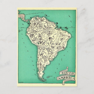 Tarjeta postal del mapa de América del Sur