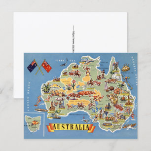 Tarjeta postal del mapa de Australia