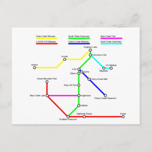 Tarjeta postal del mapa de bicicletas de Denver
