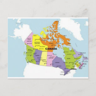 Tarjeta postal del mapa de Canadá  
