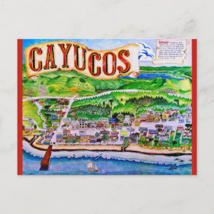 Tarjeta postal del mapa de Cayucos California