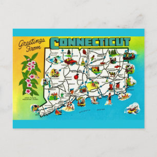 Tarjeta postal del mapa de Connecticut