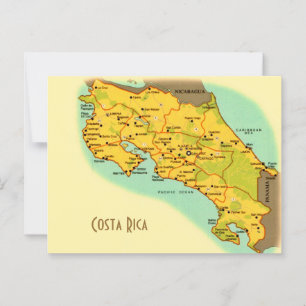 Tarjeta postal del mapa de Costa Rica