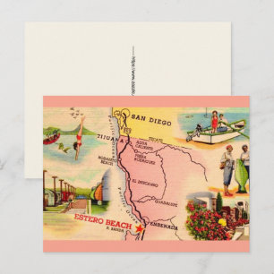 Tarjeta postal del mapa de Estero Beach México