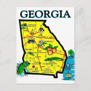 Tarjeta postal del mapa de Georgia