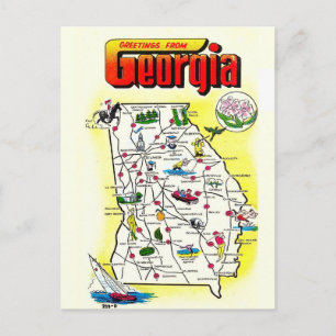 Tarjeta postal del mapa de Georgia