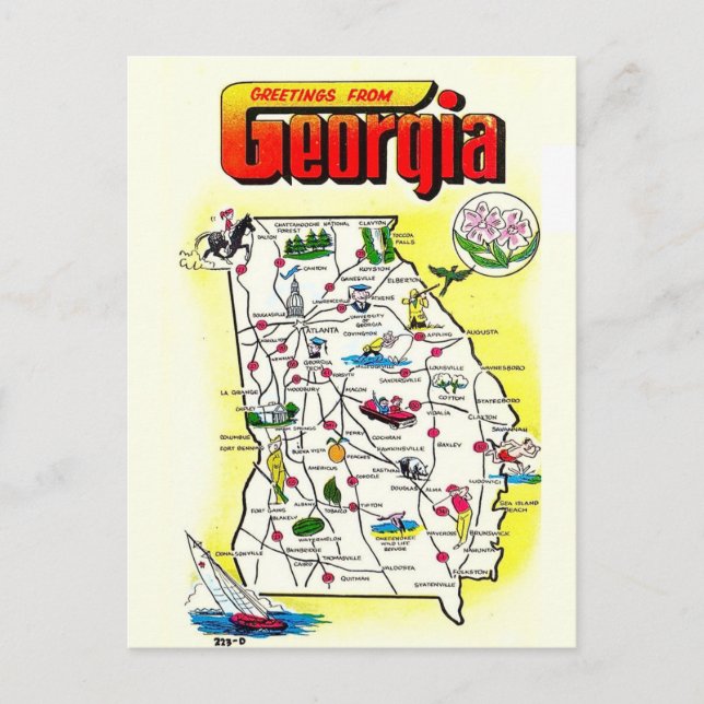 Tarjeta postal del mapa de Georgia (Anverso)