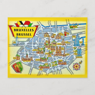 Tarjeta postal del mapa de la ciudad vintage de Br