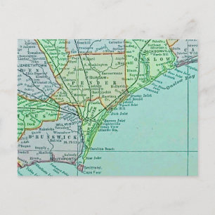 Tarjeta postal del mapa de la costa vintage de Geo