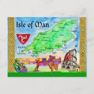 Tarjeta postal del mapa de la Isla de Man