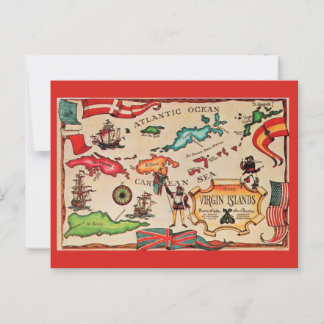 Tarjeta postal del mapa de las Islas Vírgenes