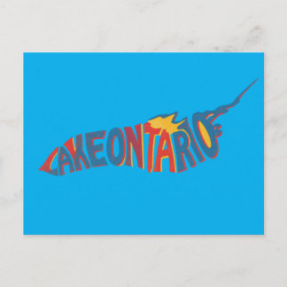 Tarjeta postal del mapa de letras del lago Ontario
