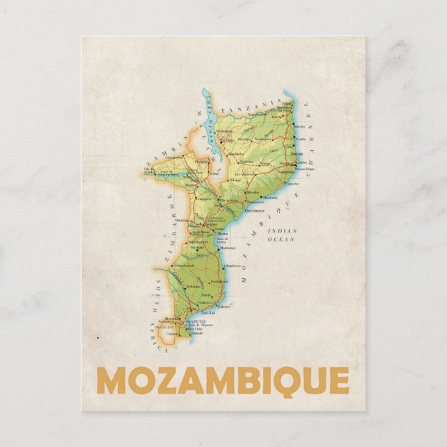 tarjeta postal del mapa de Mozambique  (Anverso)